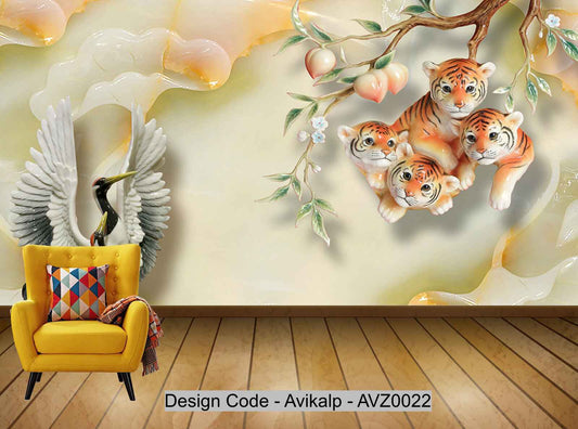 Avikalp Exclusive AVZ0022 3D Monkey Hebe Jade Carving Wall HD 3D Wallpaper