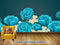 Avikalp Exclusive AVZ0023 Modern Minimalist Hand Painted Blue Peony Flower Tv Background Wall HD 3D Wallpaper