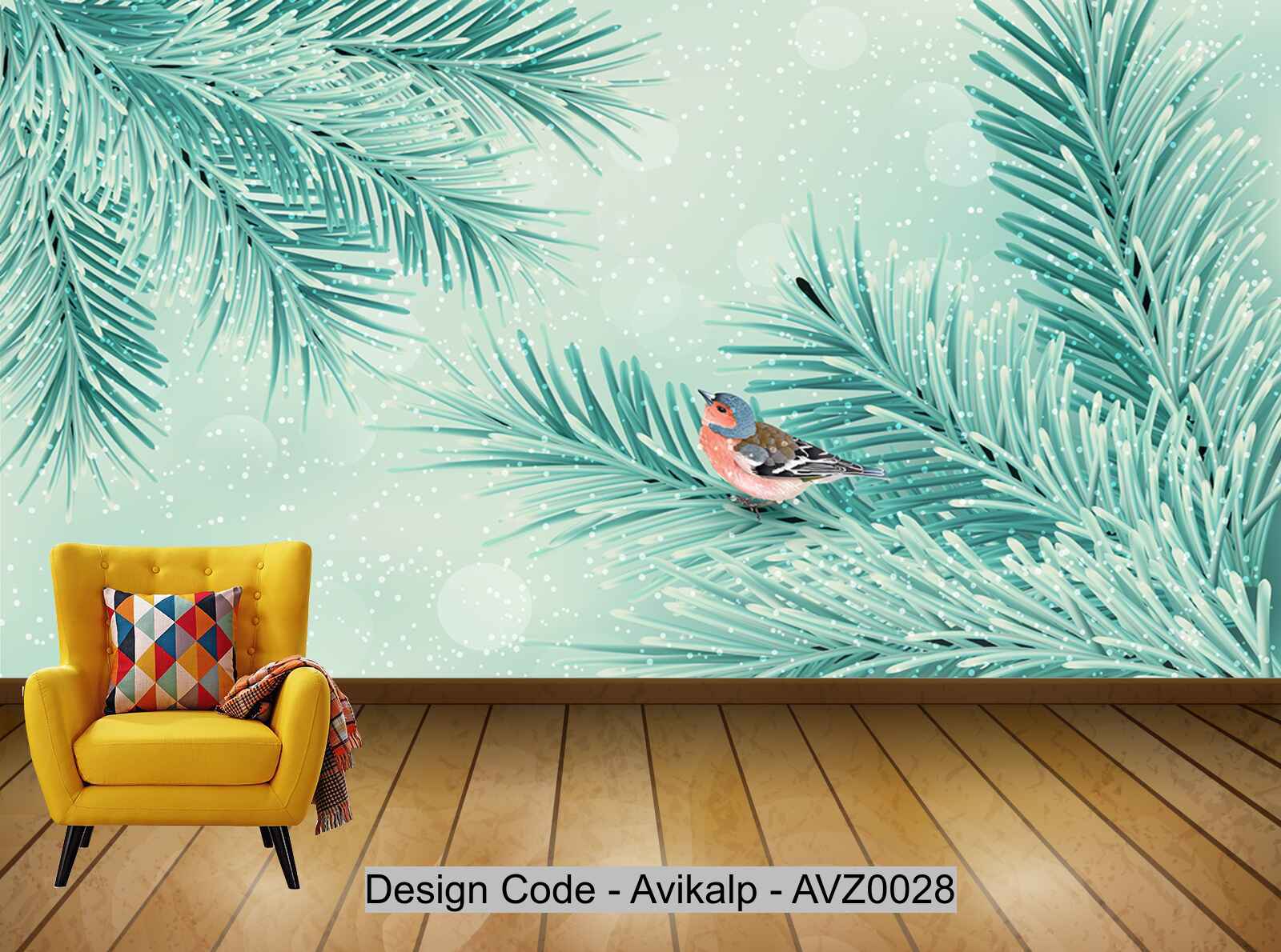 Avikalp Exclusive AVZ0028 Nordic Style Minimalistic Nature Plant Bird Tv Background Wall HD 3D Wallpaper