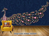 Avikalp Exclusive AVZ0035 Ornate Jewelry Peacock Tv Background Wall HD 3D Wallpaper