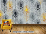 Avikalp Exclusive AVZ0037 Modern Minimalist Textured Texture Peacock Feathers Tv Background Wall HD 3D Wallpaper