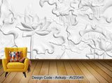 Avikalp Exclusive AVZ0049 3D Relief Lotus Pond Plaster Carved Tv Background Wall HD 3D Wallpaper