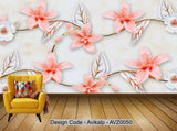 Avikalp Exclusive AVZ0050 3D Flower Lily Flower Tv Background Wall HD 3D Wallpaper