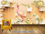 Avikalp Exclusive AVZ0052 Jewelry Style Luxury Peacock Pearl Flower Tv Background Wall HD 3D Wallpaper