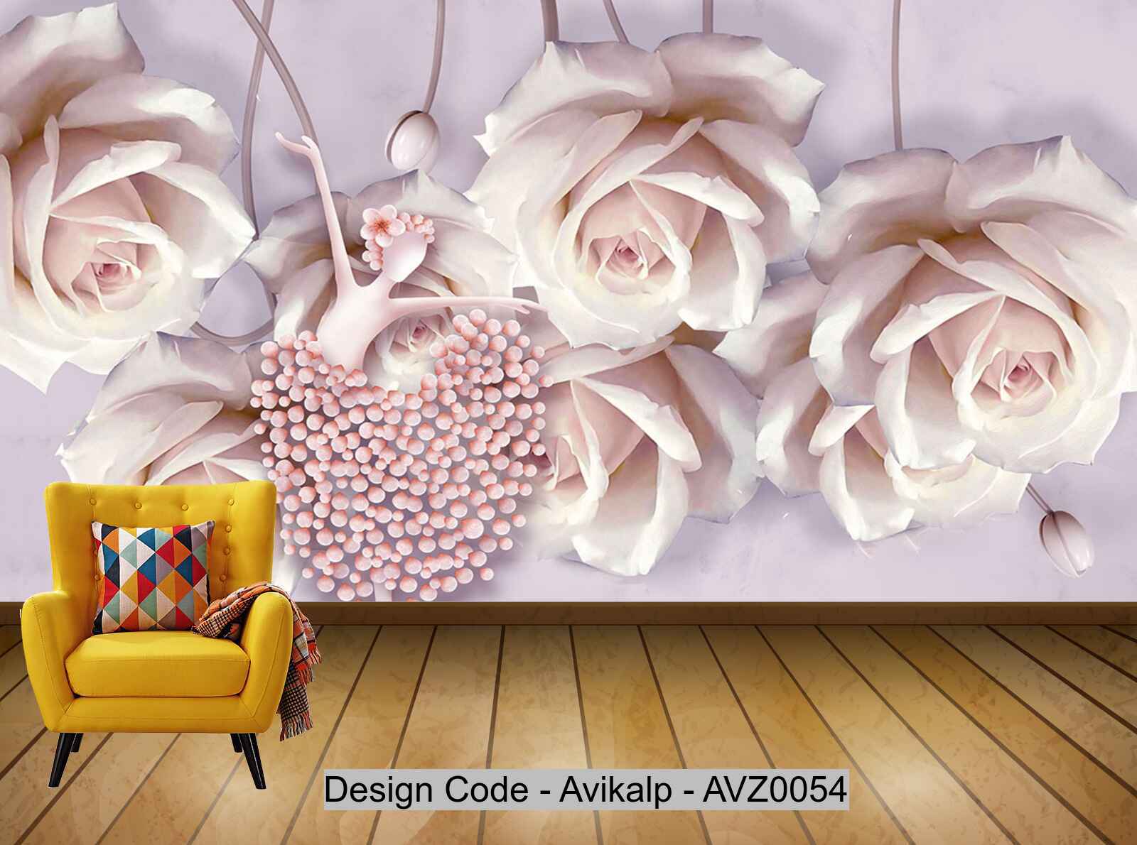 Avikalp Exclusive AVZ0054 3D Creative Pink Rose Bush Dancer Three Dimensional Relief Background Wall HD 3D Wallpaper