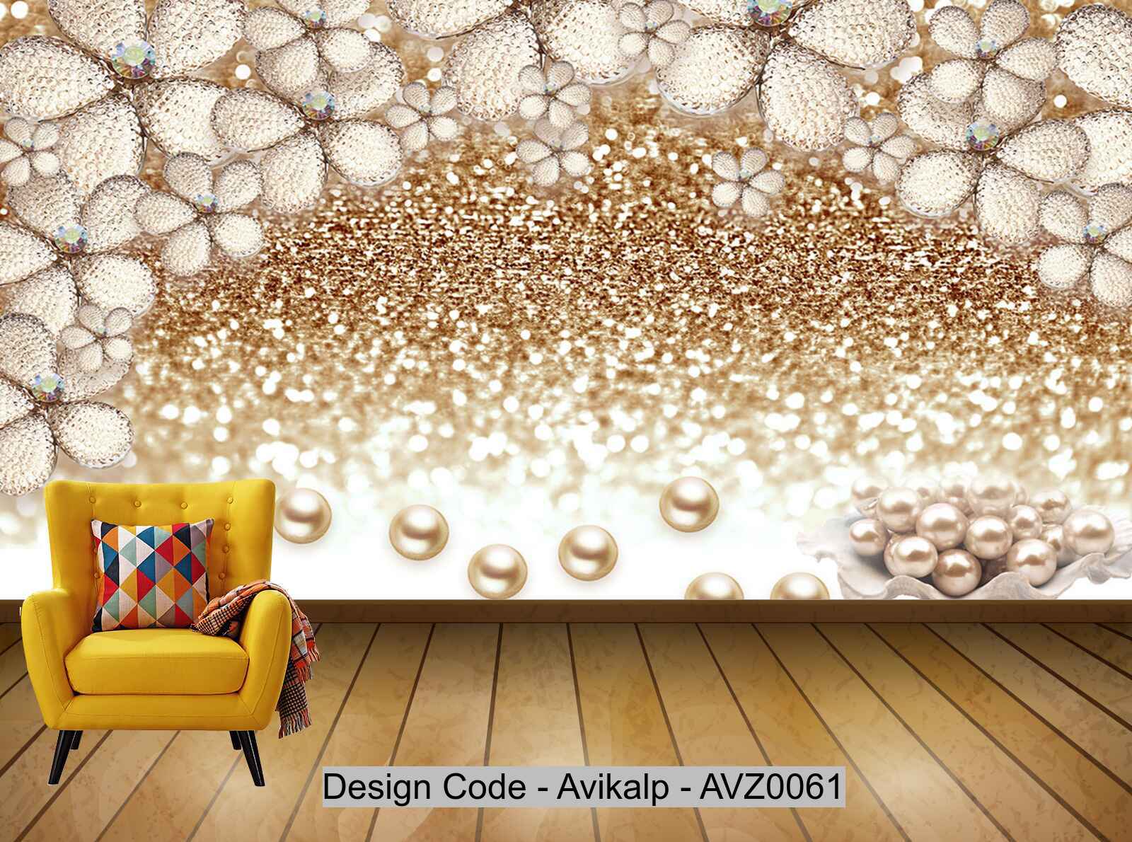 Avikalp Exclusive AVZ0061 Luxury 3D Jewellery Beautiful Floral Background Wall HD 3D Wallpaper