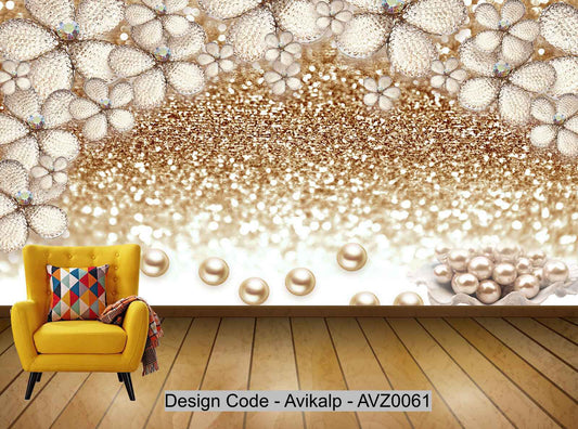Avikalp Exclusive AVZ0061 Luxury 3D Jewellery Beautiful Floral Background Wall HD 3D Wallpaper