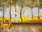 Avikalp Exclusive AVZ0062 Nordic Golden Abstract Tree Elk Landscape Background Wall HD 3D Wallpaper
