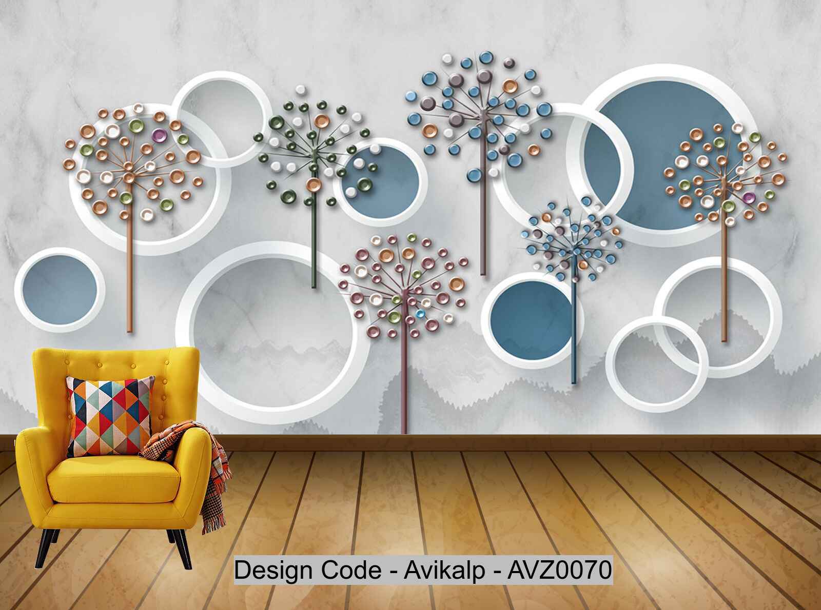 Avikalp Exclusive AVZ0070 Modern Fashion 3D Three Dimensional Circle Flower Flower HD 3D Wallpaper