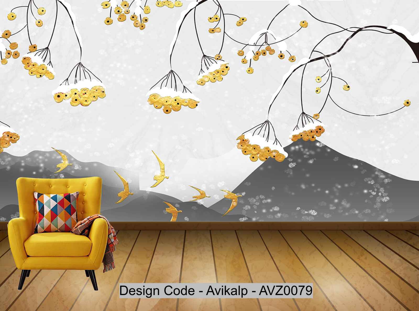 Avikalp Exclusive AVZ0079 Modern Minimalistic Texture Artistic Concept Landscape Flowers Tv Background Wall HD 3D Wallpaper