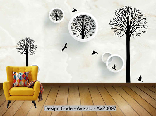Avikalp Exclusive AVZ0097 Modern 3D Flower Tree Elegant Tv Background Wall HD 3D Wallpaper
