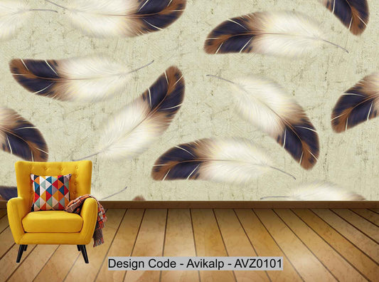 Avikalp Exclusive AVZ0101 Modern Beautiful Minimalist Feather Tv Background Wall HD 3D Wallpaper
