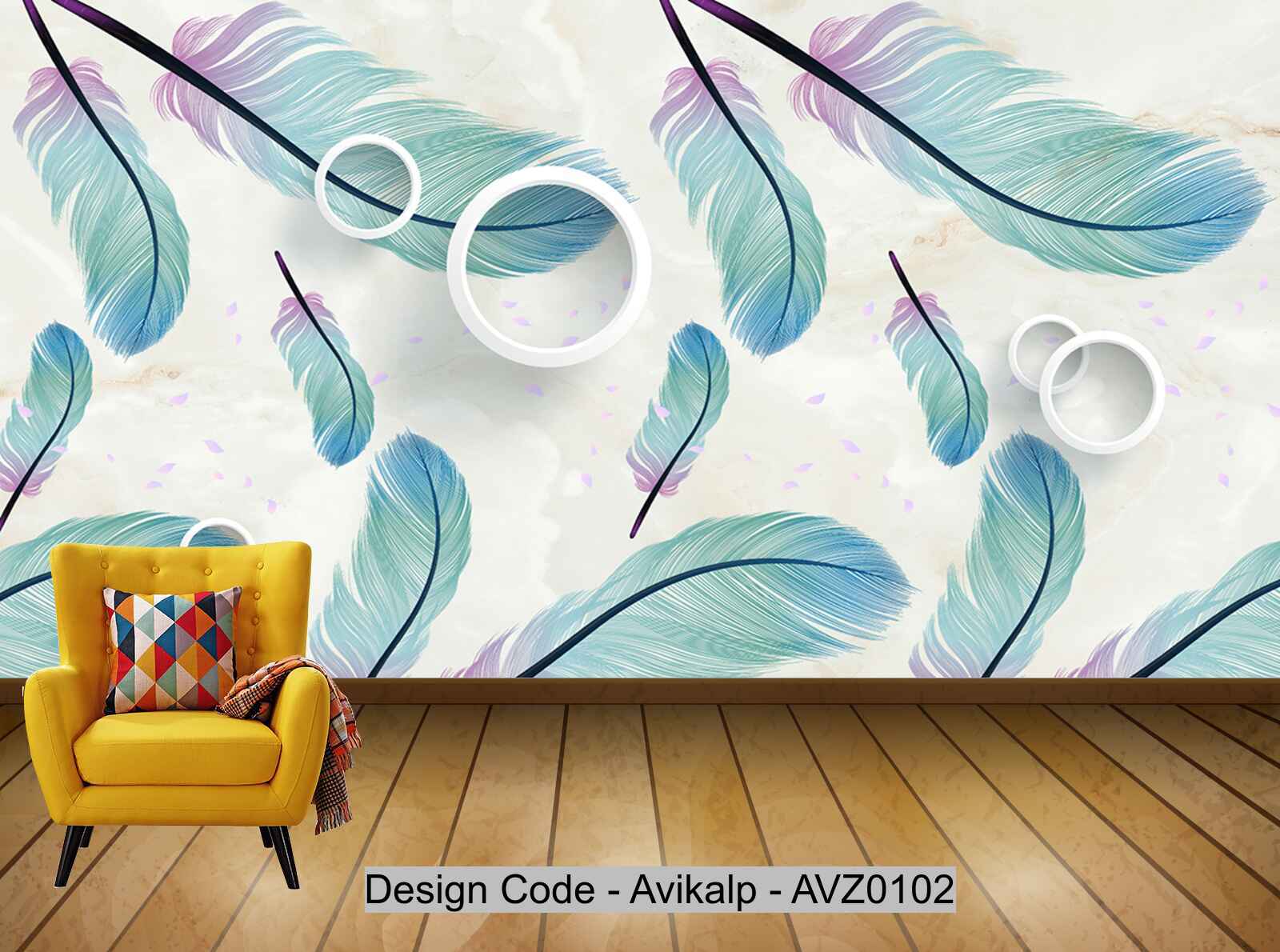 Avikalp Exclusive AVZ0102 3D Modern Beautiful Minimalist Feather Tv Background Wall HD 3D Wallpaper