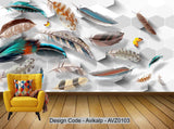Avikalp Exclusive AVZ0103 Modern Minimalist 3D Color Feather Tv Background Wall HD 3D Wallpaper