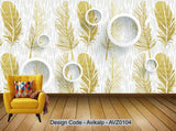 Avikalp Exclusive AVZ0104 3D Modern Beautiful Golden Feather Tv Background Wall HD 3D Wallpaper