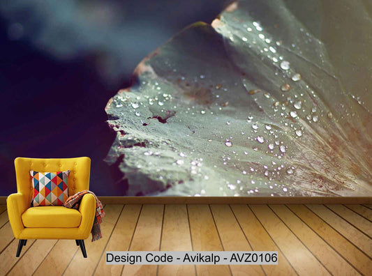 Avikalp Exclusive AVZ0106 Modern Minimalist Beautiful Water Drop Lotus Leaf Tv Background Wall HD 3D Wallpaper