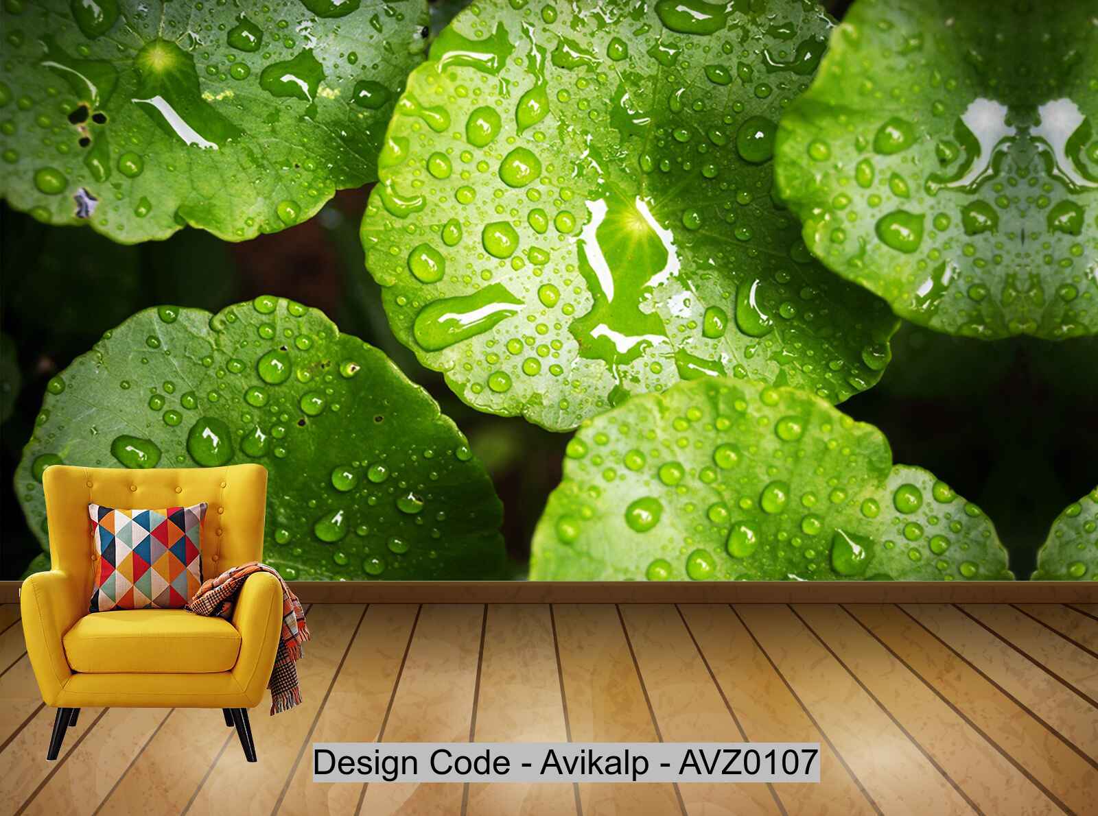 Avikalp Exclusive AVZ0107 Modern Minimalist Fashion Three Dimensional Green Lotus Leaf HD 3D Wallpaper