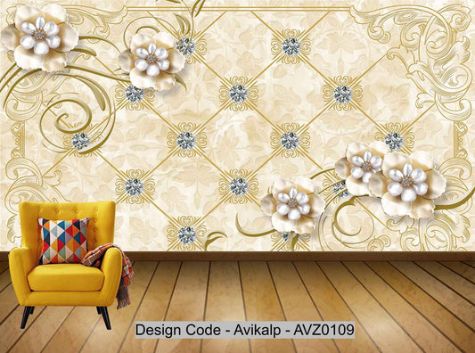 Avikalp Exclusive AVZ0109 3D European Pattern Minimalist Jewelry Background Wall HD 3D Wallpaper