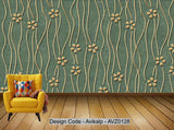 Avikalp Exclusive AVZ0128 Modern Minimalist Golden Lines Flower Fabric Tv Background Wall HD 3D Wallpaper