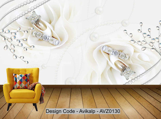 Avikalp Exclusive AVZ0130 Fashion Luxury Jewelry Flower Pearl Beautiful Background Wall HD 3D Wallpaper