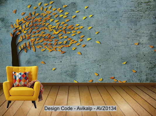 Avikalp Exclusive AVZ0134 New Modern Windy Money Tree Background Wall HD 3D Wallpaper