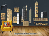 Avikalp Exclusive AVZ0148 Modern Minimalist Golden City Building Silhouette Tv Background Wall HD 3D Wallpaper