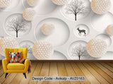 Avikalp Exclusive AVZ0163 Fashion Modern Round Ball Tree Elk Tv Background Wall Customization HD 3D Wallpaper