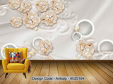 Avikalp Exclusive AVZ0164 D Three Dimensional Luxury Jewelry Flower Swan Romantic Tv Background Wall HD 3D Wallpaper