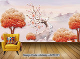 Avikalp Exclusive AVZ0171 Modern Beautiful Autumn 3d Woods Elk Embossed Background Wall HD 3D Wallpaper