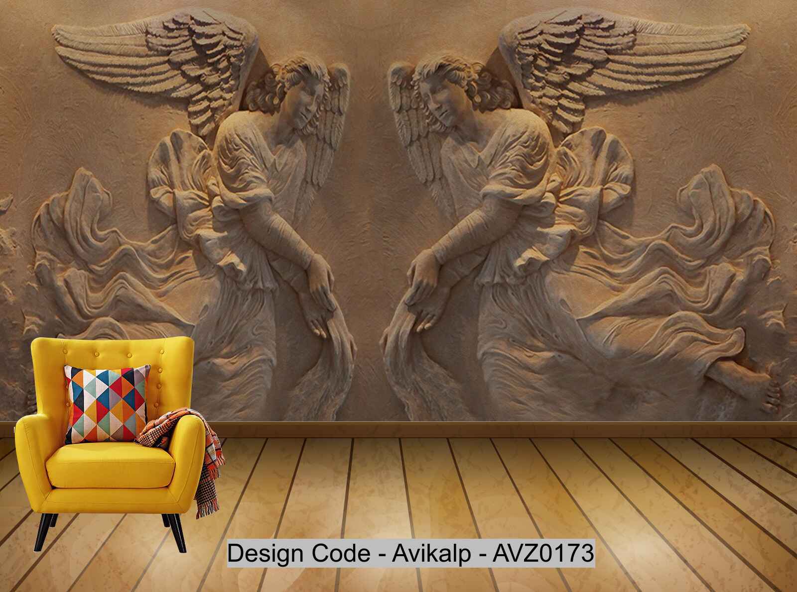 Avikalp Exclusive AVZ0173 Modern 3d Embossed Mythical Figure Angel Tv Background Wall HD 3D Wallpaper