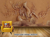 Avikalp Exclusive AVZ0174 Modern 3d Embossed Golden Elk Deer Tv Background Wall HD 3D Wallpaper