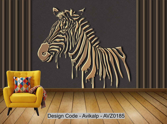 Avikalp Exclusive AVZ0185 Modern Minimalist Three Dimensional Metal Decorative Zebra Tv Background Wall HD 3D Wallpaper
