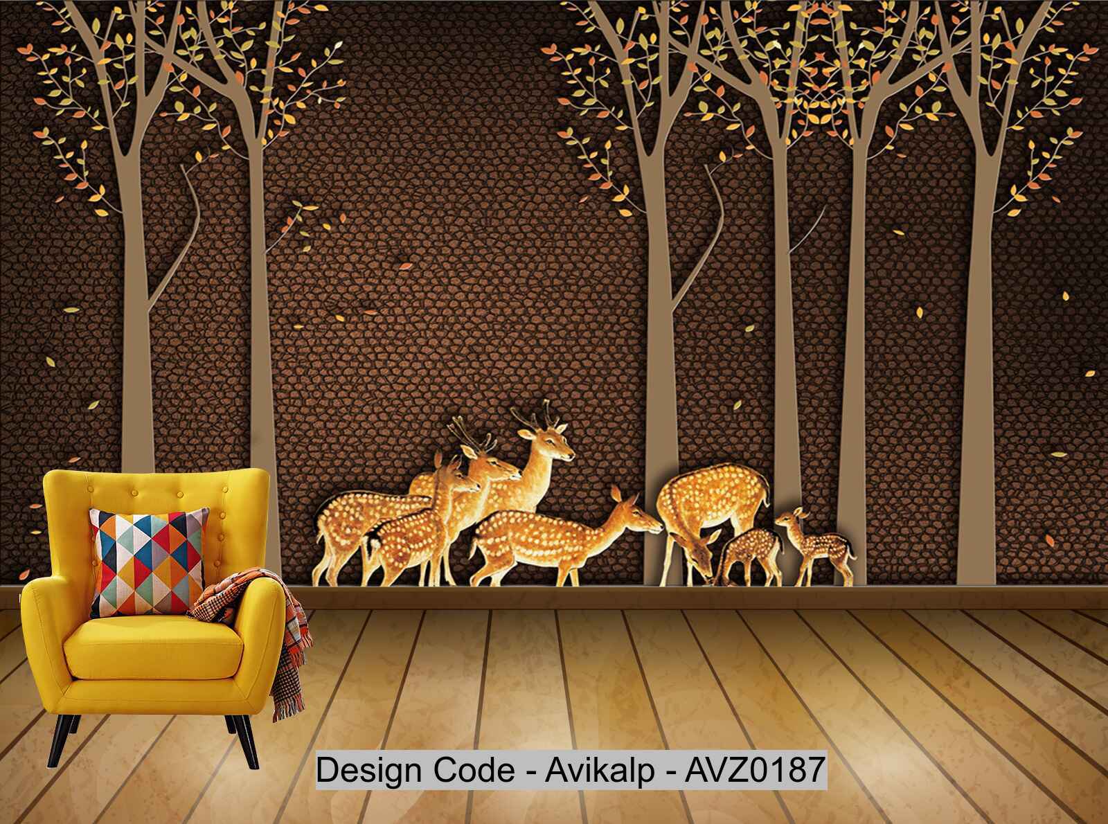 Avikalp Exclusive AVZ0187 New Modern Elk Small Forest Background Wall HD 3D Wallpaper