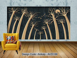 Avikalp Exclusive AVZ0188 Modern Minimalist Three Dimensional Metal Tree Wrought Iron Stone Tv Background Wall HD 3D Wallpaper