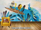 Avikalp Exclusive AVZ0189 Modern European Beautiful Feather Peacock Tv Background Wall HD 3D Wallpaper