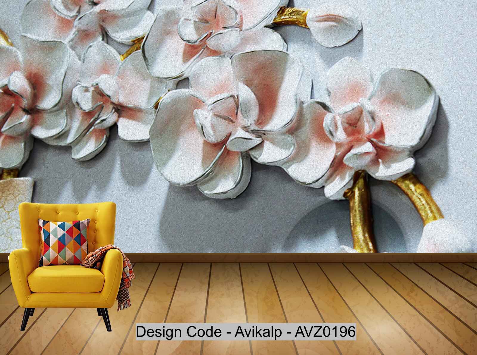 Avikalp Exclusive AVZ0196 Beautiful Pink Embossed Magnolia Butterfly 3d Stereo Tv Background Wall HD 3D Wallpaper