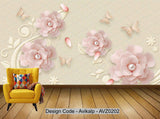 Avikalp Exclusive AVZ0202 3D Flower Three Dimensional Relief Background Wall HD 3D Wallpaper