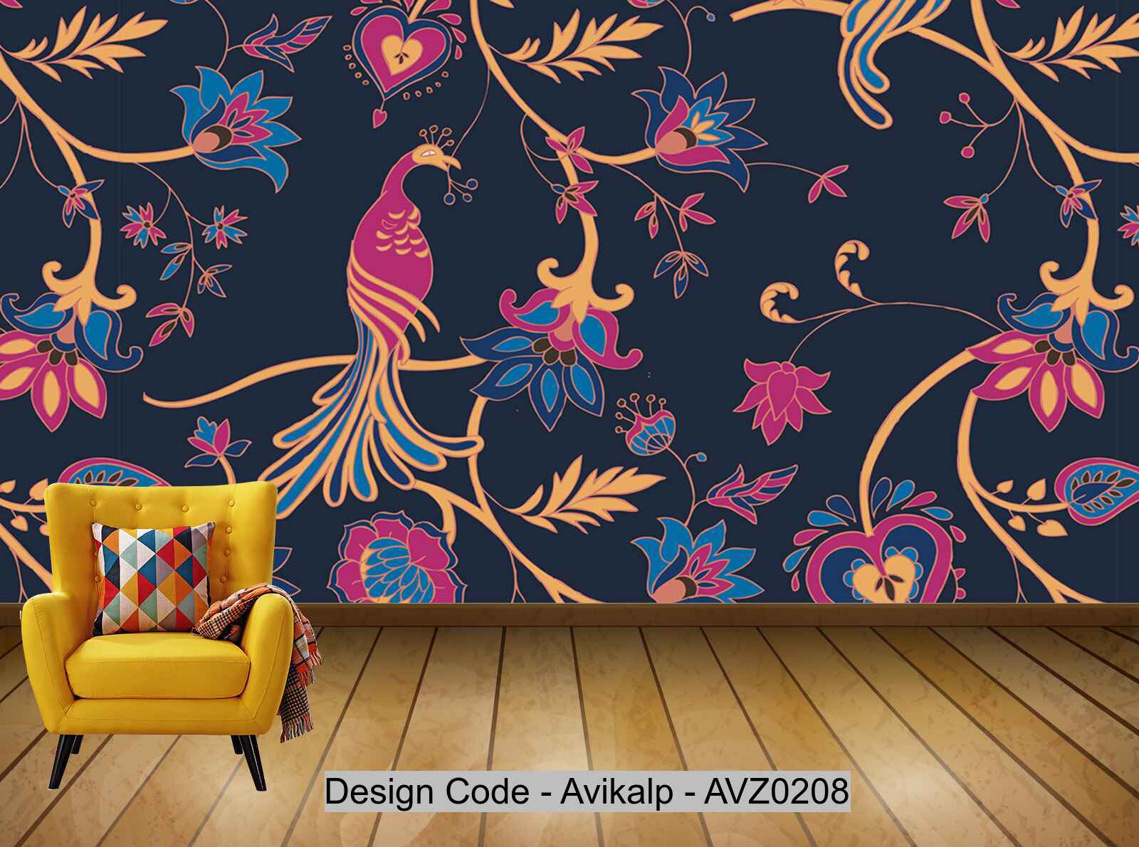 Avikalp Exclusive AVZ0208 Chinese Peacock Embroidery Traditional Pattern Chinese Style Trend HD 3D Wallpaper