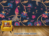 Avikalp Exclusive AVZ0208 Chinese Peacock Embroidery Traditional Pattern Chinese Style Trend HD 3D Wallpaper