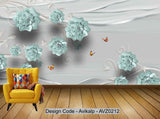 Avikalp Exclusive AVZ0212 Embossed 3D Three Dimensional Jewelry Flower HD 3D Wallpaper