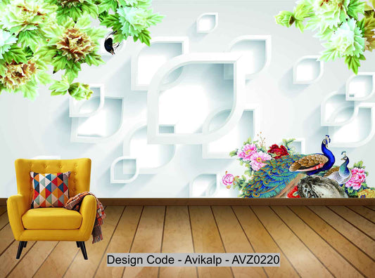 Avikalp Exclusive AVZ0220 3D Embossed Chinese Style Carved Tv Background Wall HD 3D Wallpaper