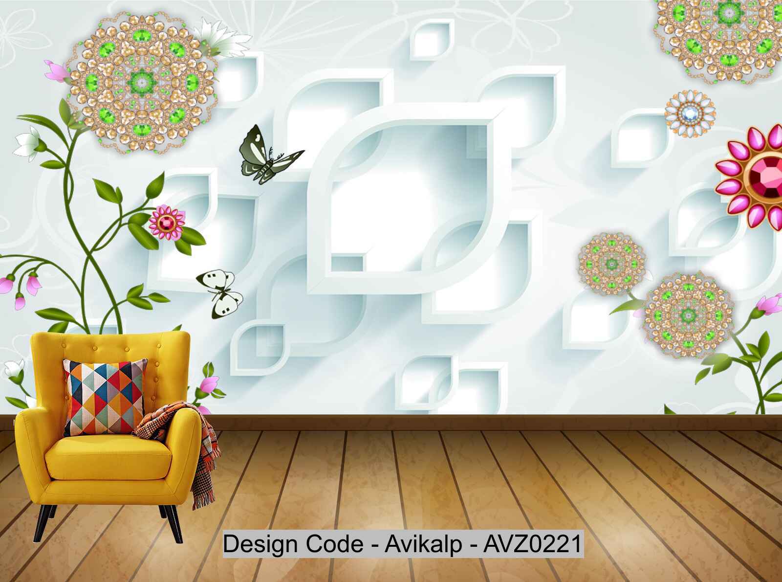 Avikalp Exclusive AVZ0221 3D Three Dimensional Jewelry Beautiful Tv Background Wall HD 3D Wallpaper