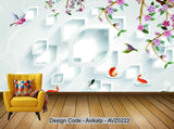 Avikalp Exclusive AVZ0222 3D Chinese Style Three Dimensional Floral Tv Background Wall HD 3D Wallpaper