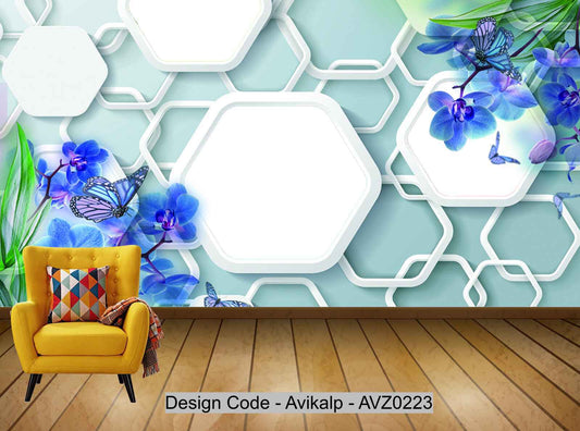 Avikalp Exclusive AVZ0223 Creative Classic Ink Painting Floral 3D Tv Background Wall HD 3D Wallpaper