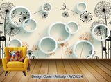 Avikalp Exclusive AVZ0224 New Chinese Style Modern Minimalism Style Dandelion 3D Tv Background Wall HD 3D Wallpaper