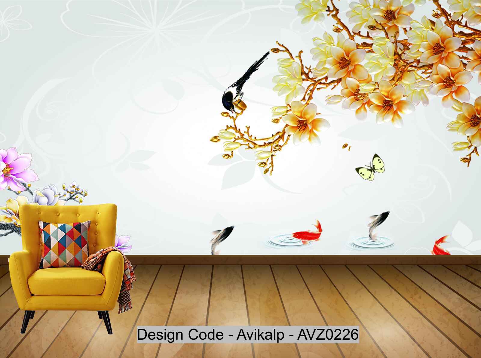 Avikalp Exclusive AVZ0226 Chinese Style Simple Embossed 3D Tv Background Wall HD 3D Wallpaper
