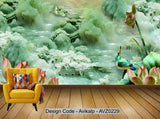 Avikalp Exclusive AVZ0229 Jade Carving Landscape Lotus Modern Tv Background Wall HD 3D Wallpaper