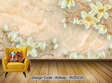 Avikalp Exclusive AVZ0230 Embossed Magnolia Blossoms Rich Tv Background HD 3D Wallpaper
