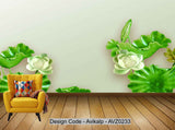 Avikalp Exclusive AVZ0233 New Chinese Three Dimensional Lotus Leaf Garden Background Wall HD 3D Wallpaper