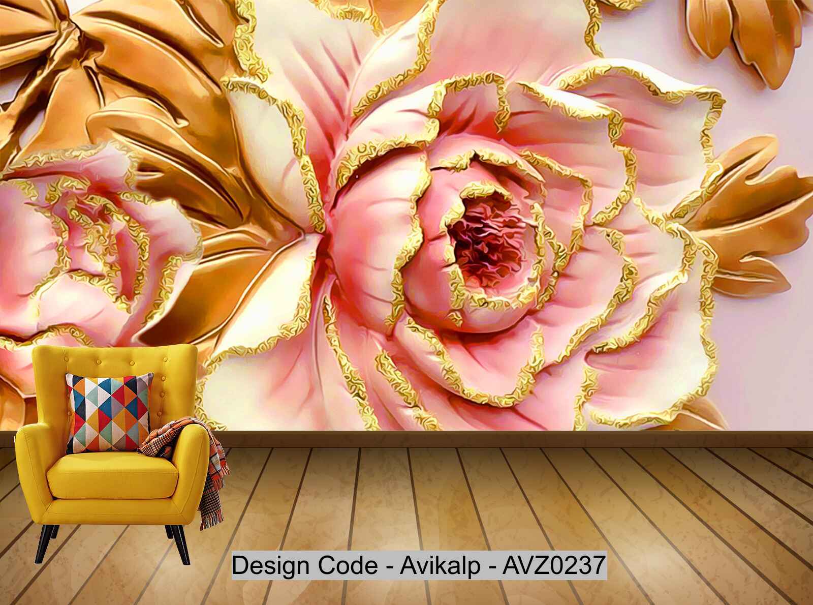 Avikalp Exclusive AVZ0237 3D Embossed Peony Flower Luxury Tv Background Wall HD 3D Wallpaper